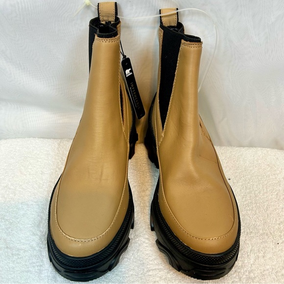 NEW SOREL Woman's Brex Waterproof Chelsea Boot Tan and BLACK, Size 6.5 - Picture 3 of 14